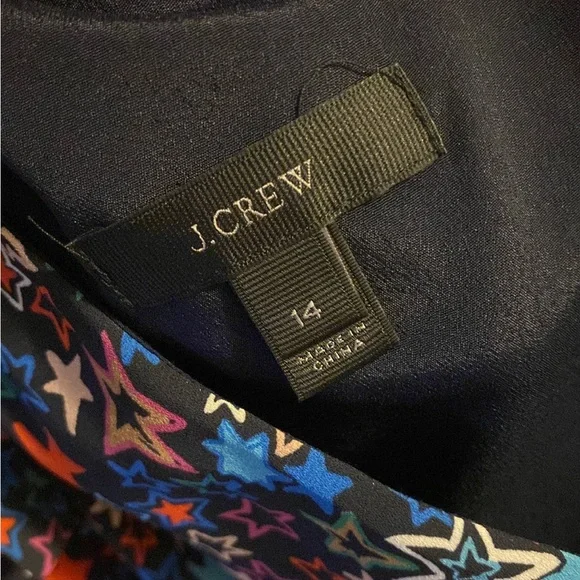 J. Crew Kaleidoscope Stars One Shoulder Dress Blue Multi Bow Ruffle - Picture 6 of 9